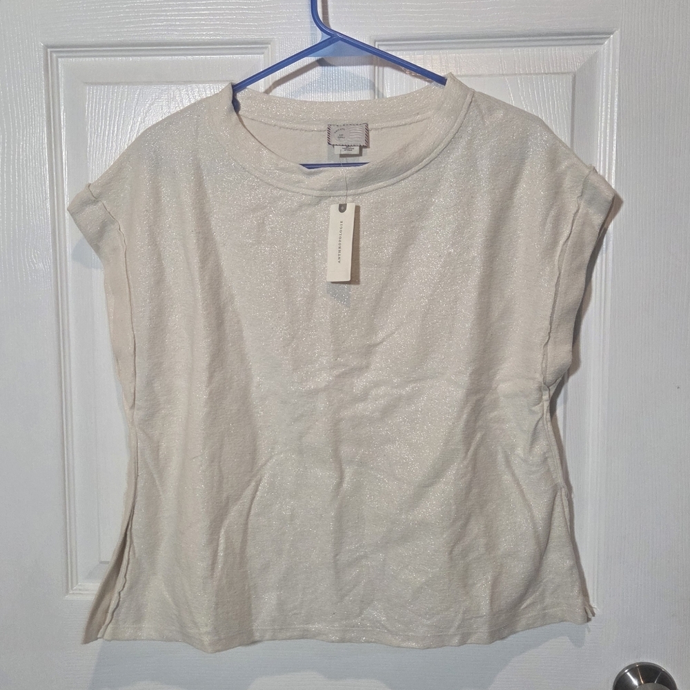 Anthropologie Ivory Short Sleeve Tee